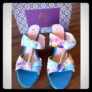Isola 6314167 OMA Floral Aqua Cork Wedges